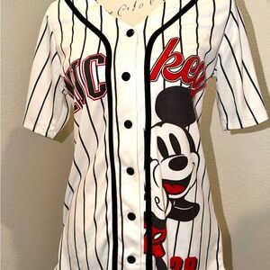 Disney Mickey Mouse Pinstripe Womens Jersey - Size 4/6